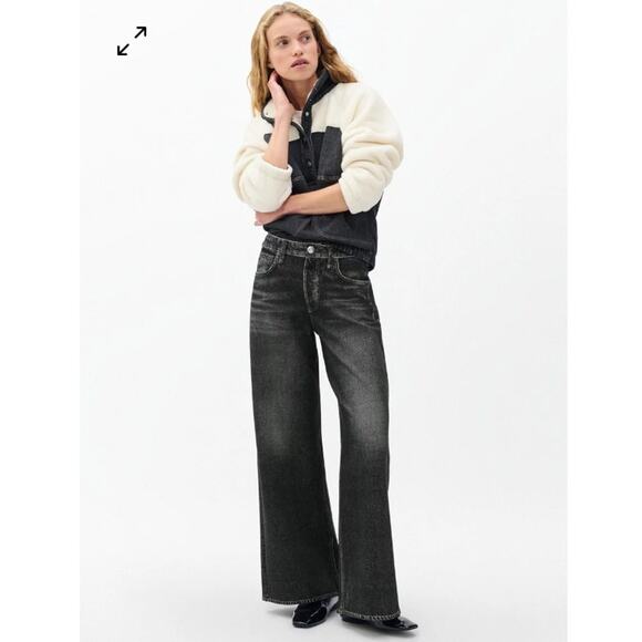 Rag Bone Pants Women 32 Miramar Sofie Wide Leg Cropped Black Sweatpant Jean Chic - Picture 2 of 16